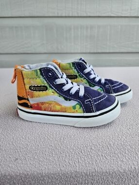 Vans x Crayola Sk8-Hi Zip Sneaker SZ 6C Mashup Melt Tie Dye Rainbow Canvas